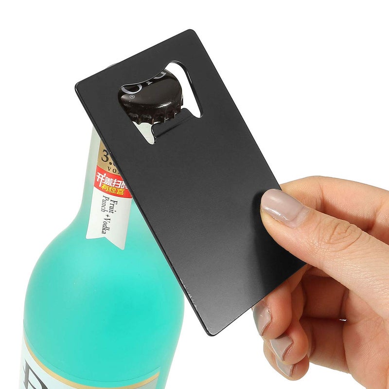 Yerwal Wallet Bottle Opener, Cool & Funny Card Size Party Wedding Favors Beer Bottle Opener for Guest,Stainless Steel (2pcs-Black and Silver) - Image 2